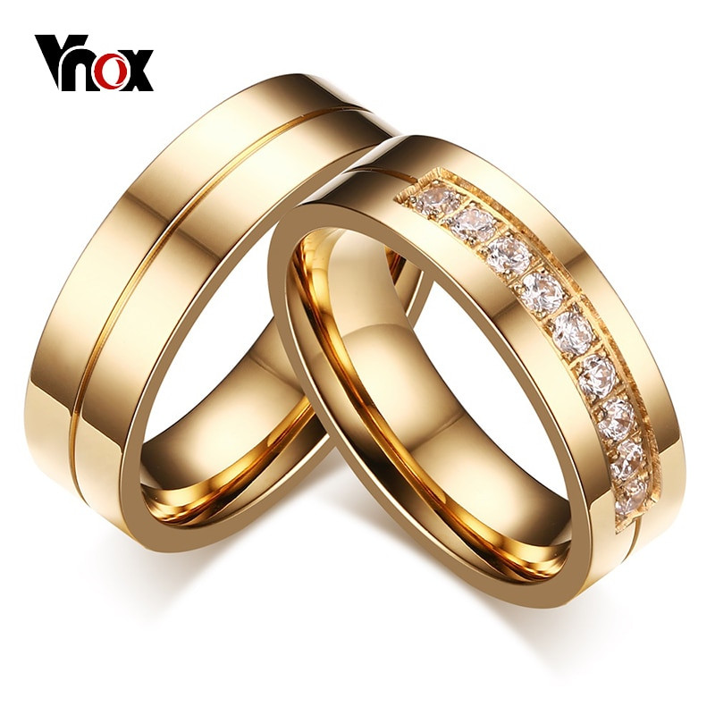 Promise Engagement Wedding Ring
 Vnox 1 Pair Wedding Rings for Women Men Couple Promise