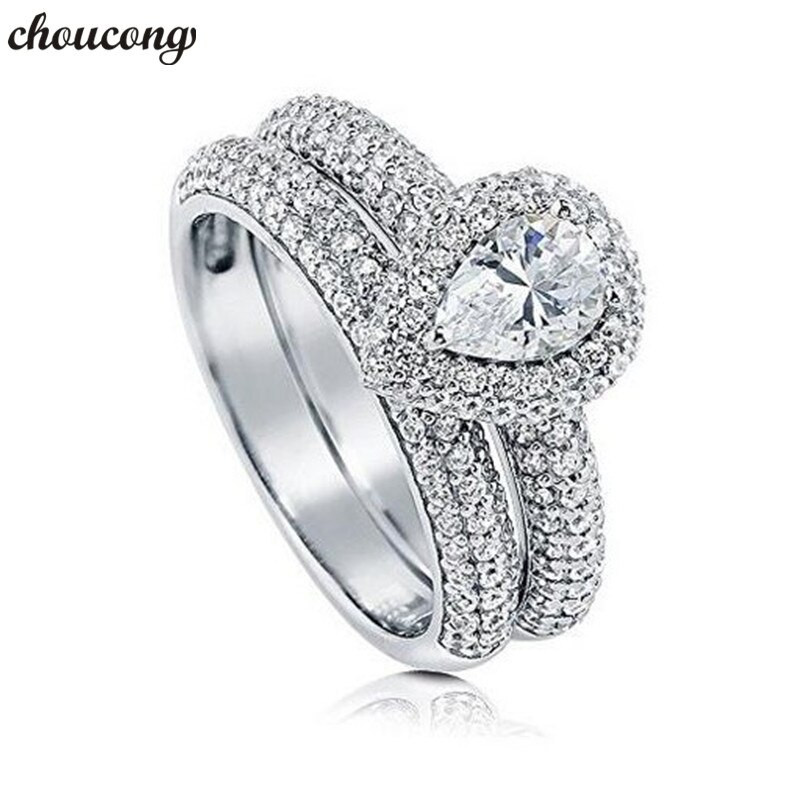 Promise Engagement Wedding Ring
 choucong Vintage Promise Ring set 925 sterling Silver Pave