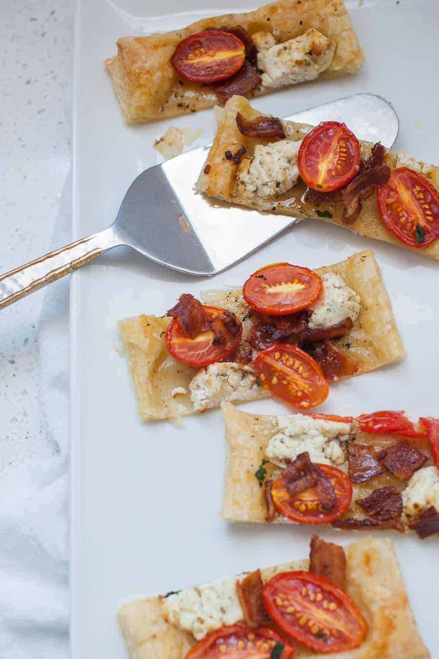 Puffed Pastry Appetizers
 Tomato Bacon Goat Cheese Puff Pastry Appetizer