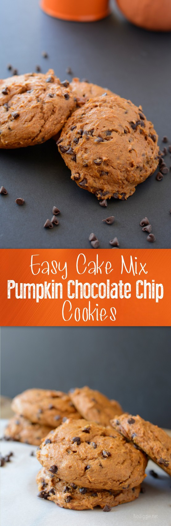 Pumpkin Cakemix Cookies
 Easy cake mix pumpkin chocolate chip cookies