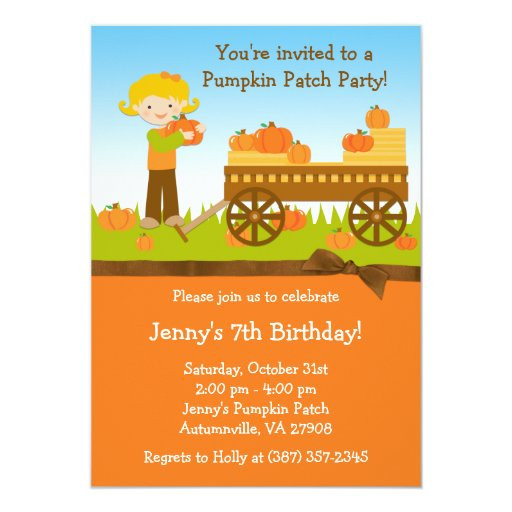 Pumpkin Patch Birthday Invitations
 Fall Pumpkin Patch Birthday Party Invitation