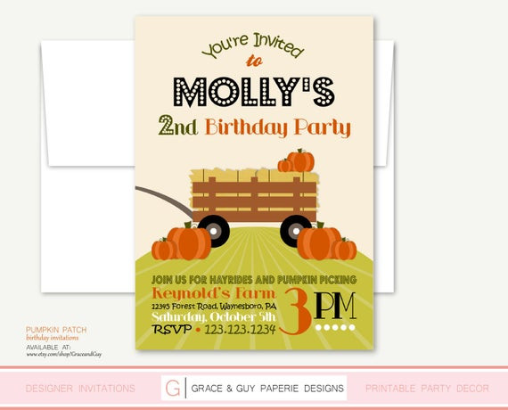 Pumpkin Patch Birthday Invitations
 Pumpkin Patch Party Printable Birthday Invitation