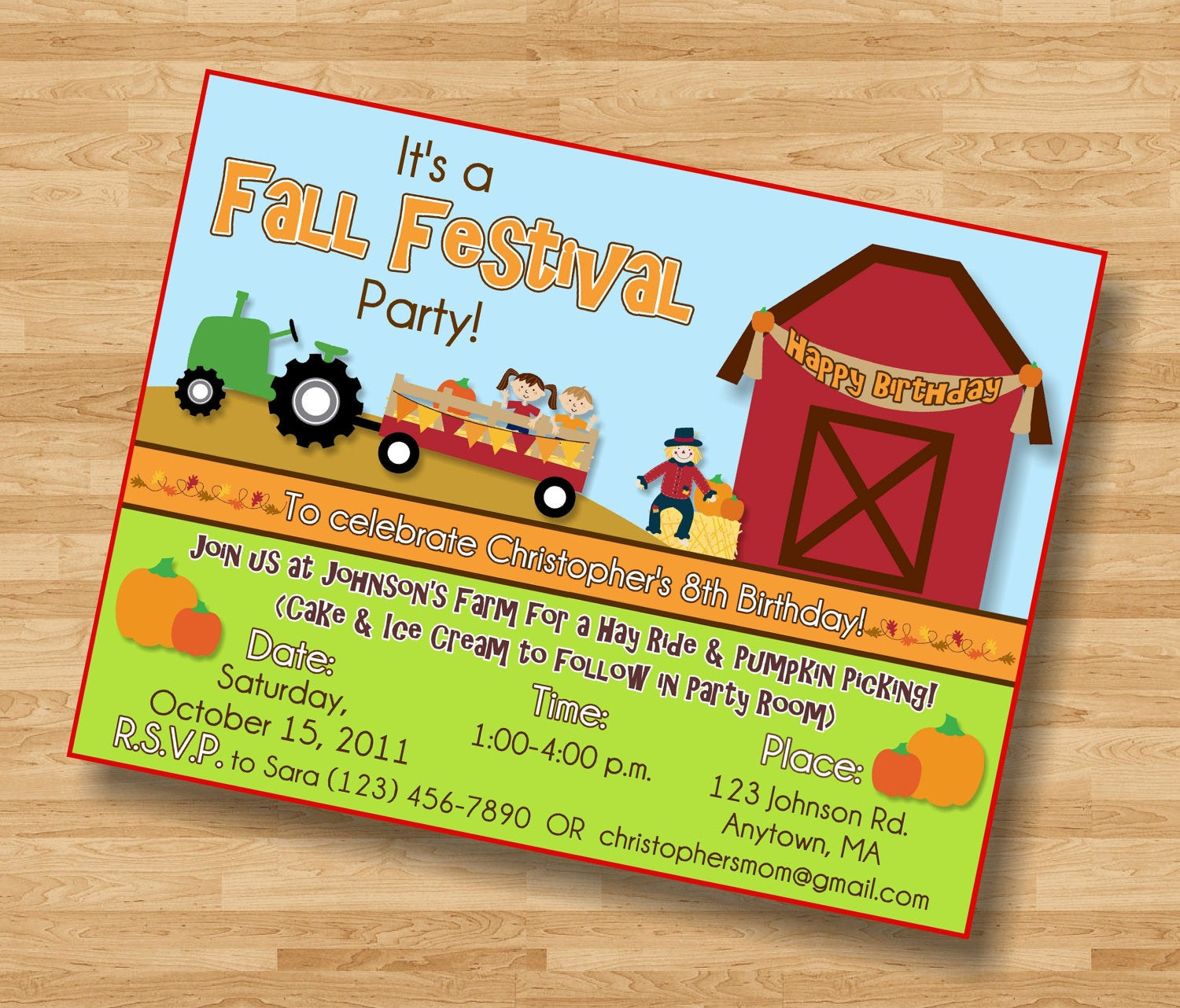 Pumpkin Patch Birthday Invitations
 Items similar to Fall Festival Pumpkin Patch Birthday