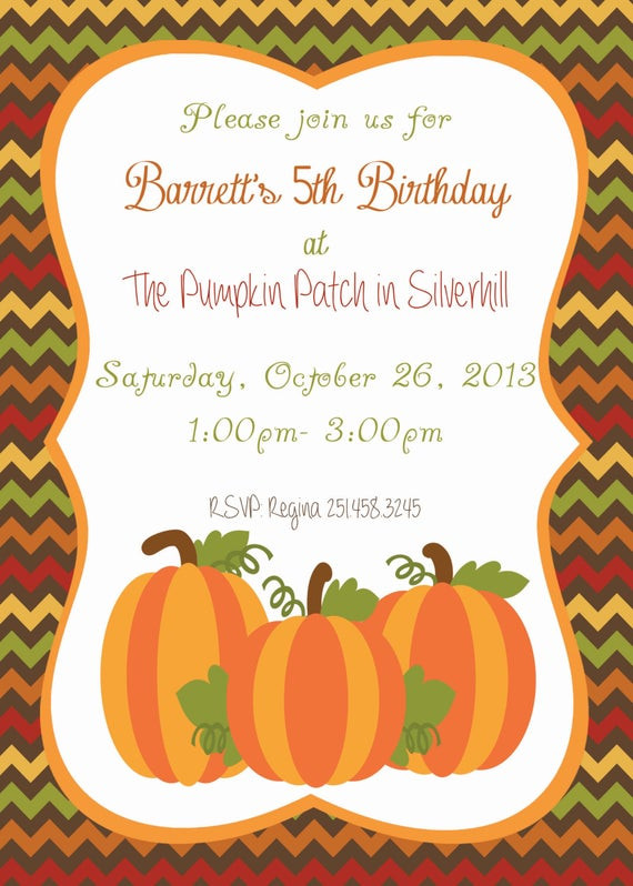 Pumpkin Patch Birthday Invitations
 Fall Autumn Pumpkin Patch Birthday Invitation by