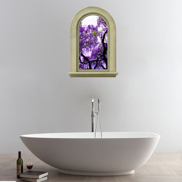 Purple Bathroom Wall Decor
 3D Elegant Purple Flowers Tree View Removable Bathroom