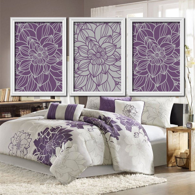 Purple Bathroom Wall Decor
 Purple Gray Bedroom CANVAS or Prints Bathroom
