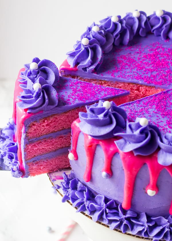 Purple Birthday Cakes
 Pink Velvet Cake with Purple Vanilla Buttercream