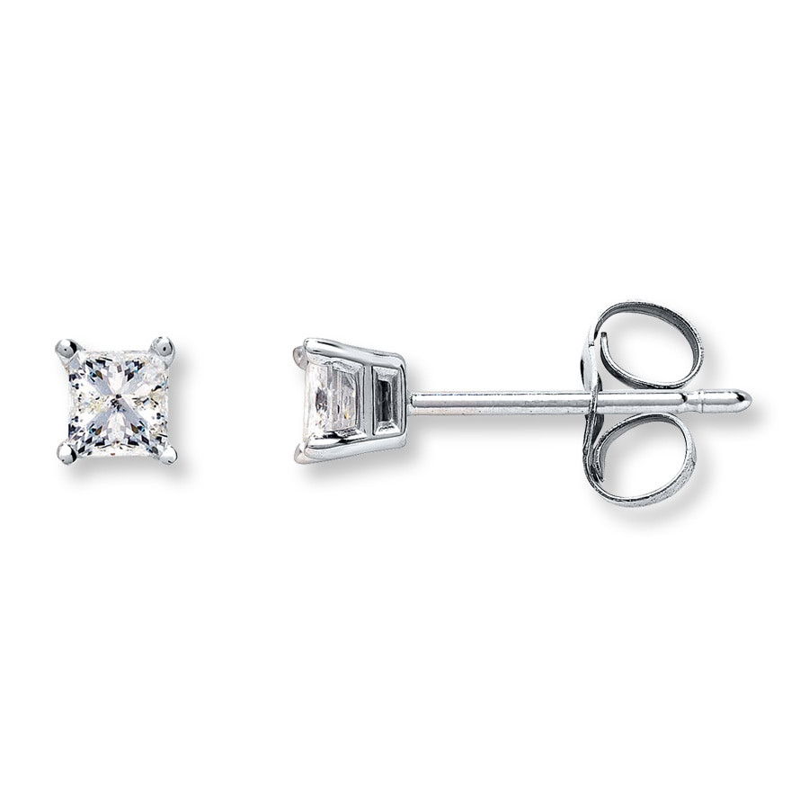 Quarter Carat Diamond Earrings
 Kay Diamond Earrings 1 4 ct tw Princess cut 14K White Gold