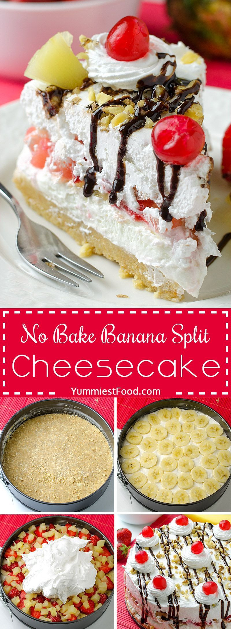 Quick And Easy Summer Desserts
 NO BAKE BANANA SPLIT CHEESECAKE Easy and quick summer