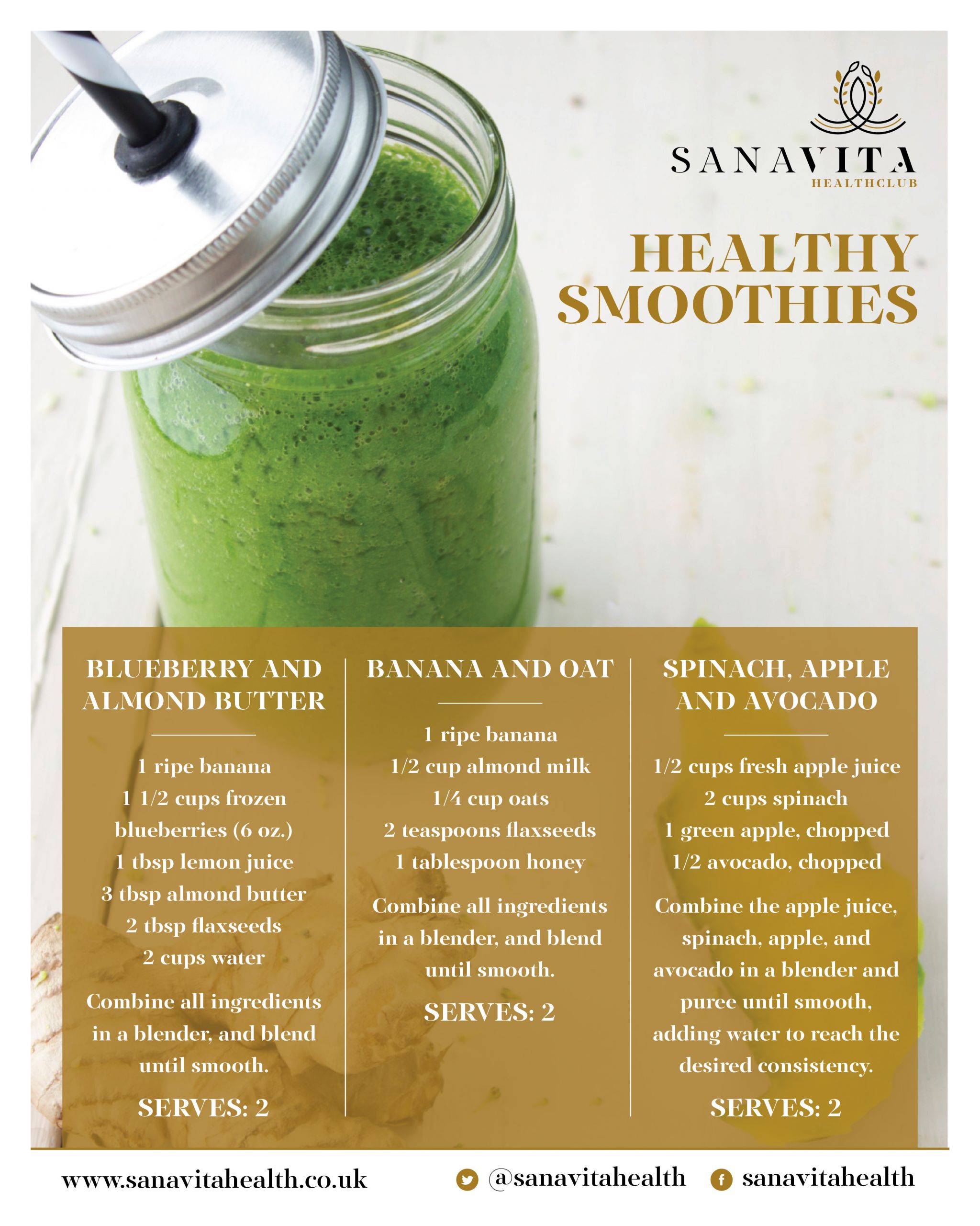 Quick Smoothie Recipes
 Sana Vita Health Club
