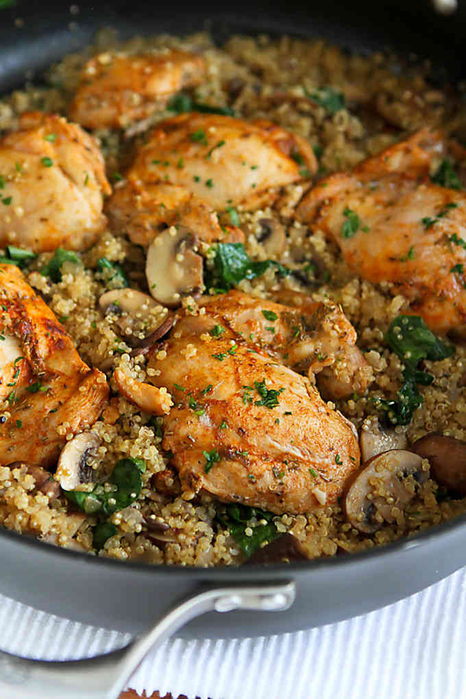Quinoa Mushroom Recipe
 e Pot Chicken Quinoa Mushrooms & Spinach Easy Dinner