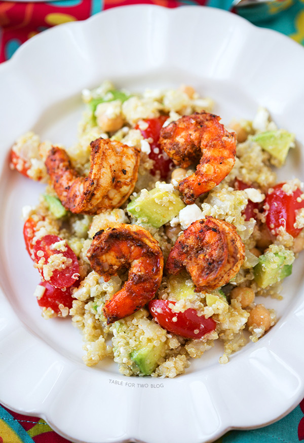 Quinoa Shrimp Salad
 Spicy Grilled Shrimp with Quinoa Salad Table for Two by