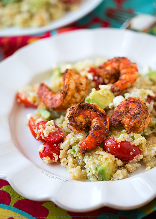 Quinoa Shrimp Salad
 Spicy Grilled Shrimp with Quinoa Salad Table for Two by