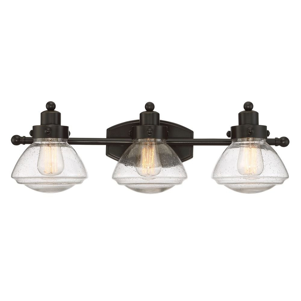 Quoizel Bathroom Lighting
 Seeded Glass Bathroom Light Bronze Quoizel Lighting