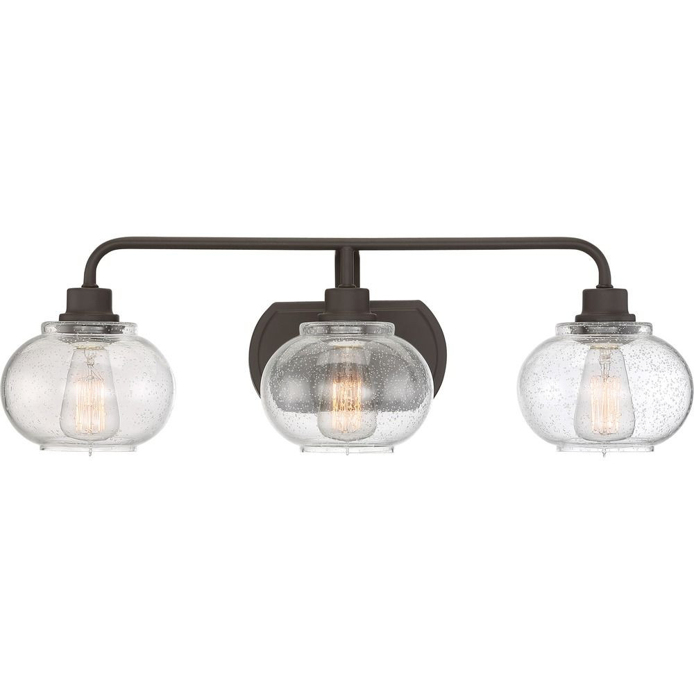 Quoizel Bathroom Lighting
 Seeded Glass Bathroom Light Bronze Quoizel Lighting