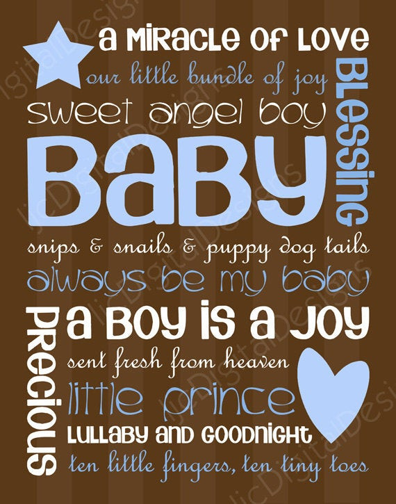 Quotes On Baby Boys
 Items similar to Printable Baby Boy Digital Subway Art