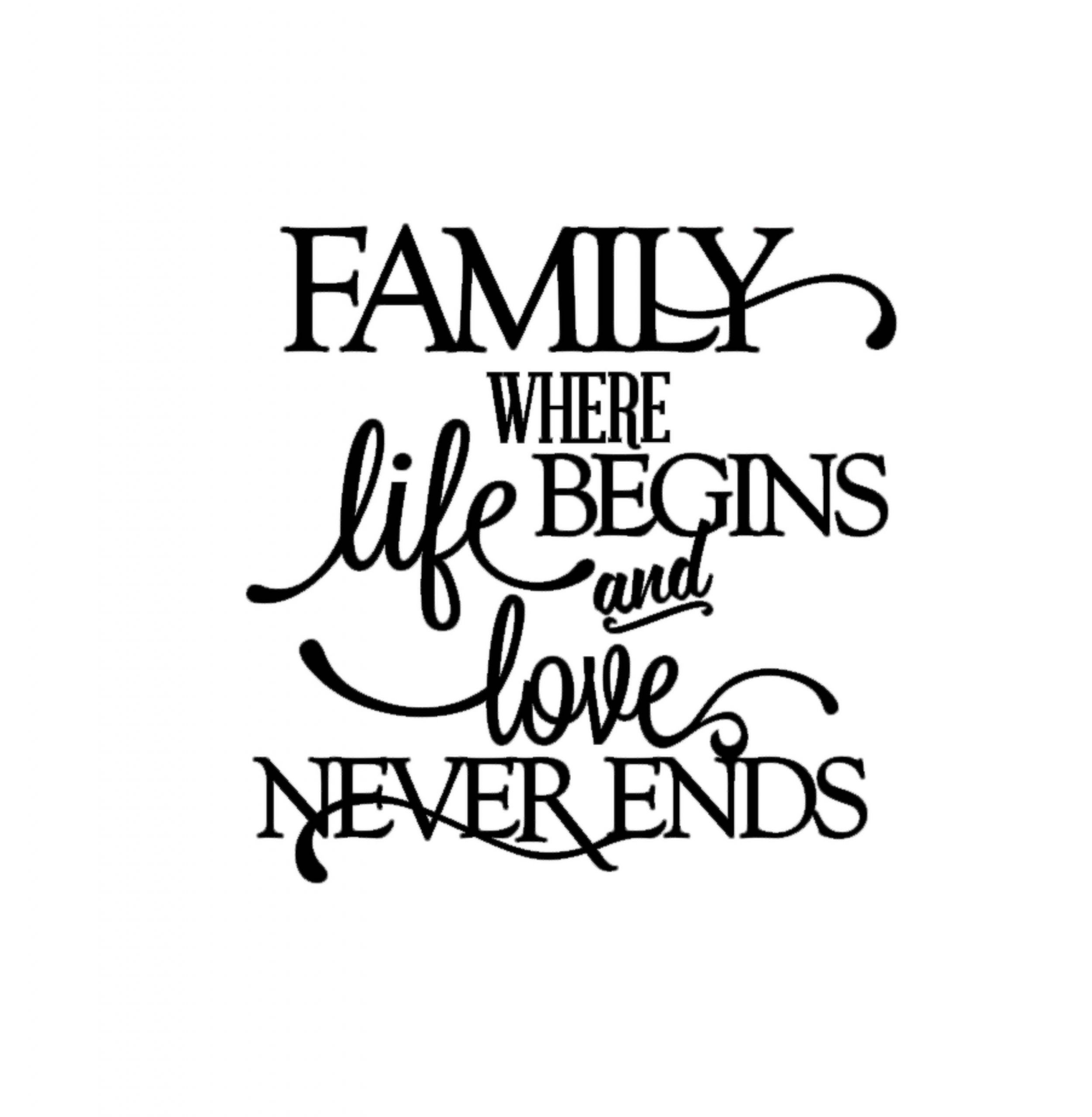 Quotes On Family Love
 Family Where Life Begins and Love Never Ends Quote Decal