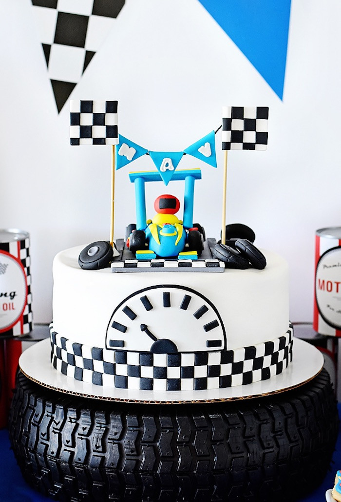 Race Car Birthday Cake
 Kara s Party Ideas Maverick s Speedy Race Car Birthday