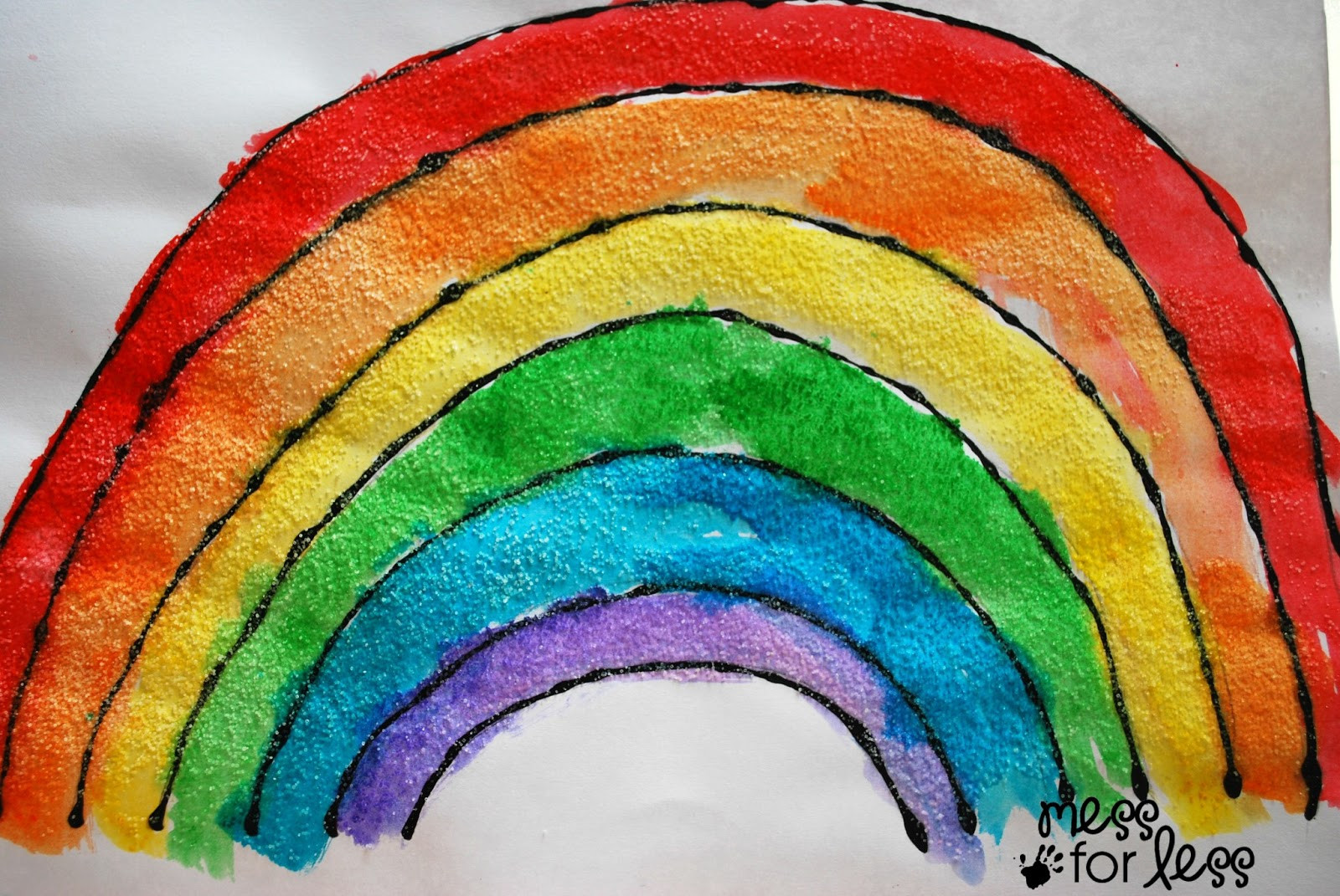 Rainbow Artwork For Preschoolers
 Black Glue and Salt Watercolor Rainbow Salt Painting for