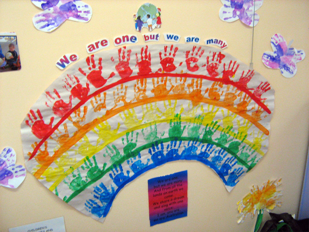 Rainbow Artwork For Preschoolers
 Handprint Rainbow Lesson Plan Multicultural Art and Craft