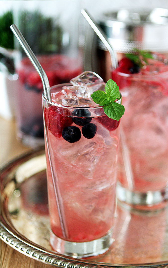 Raspberry Vodka Drinks
 Vodka Spritzer with Raspberries and Blueberries