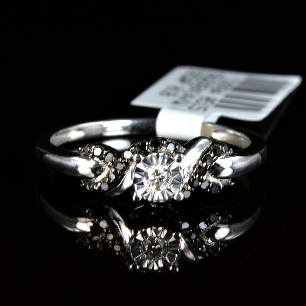 Real Black Diamond Engagement Rings
 New La s White 10K Gold Gp Genuine Real Black Diamond