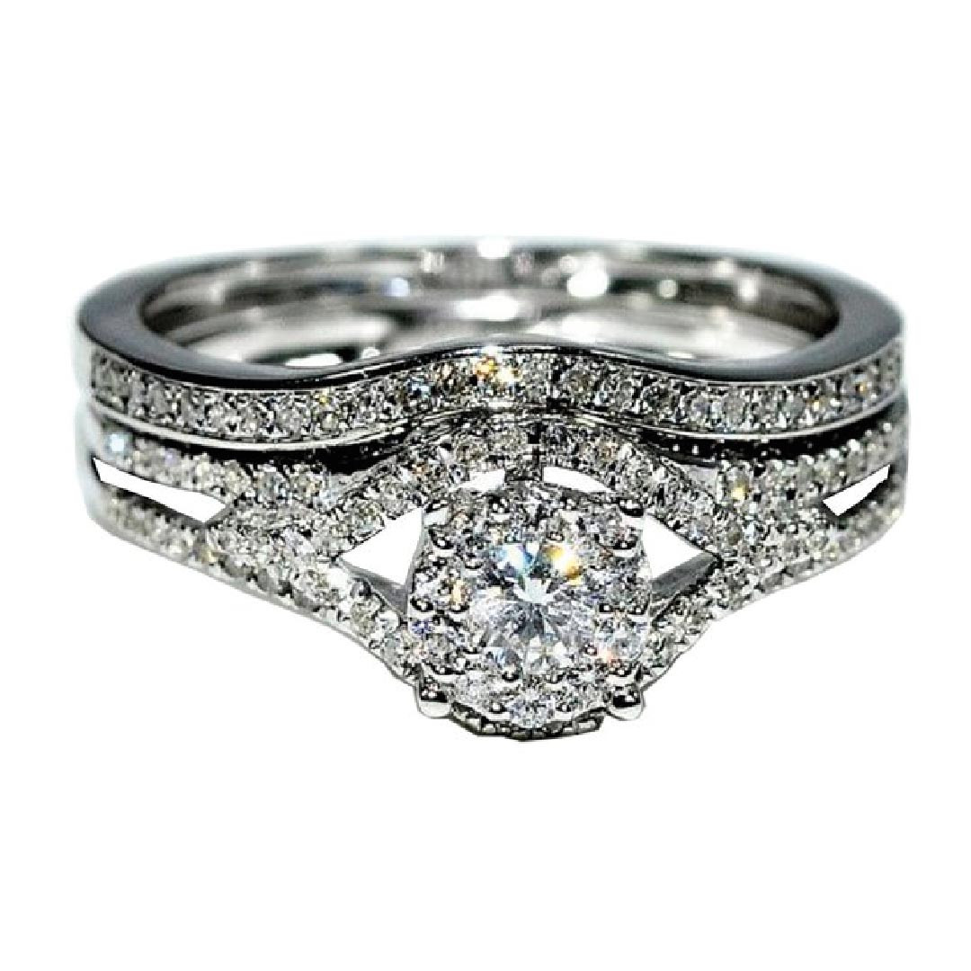 Real Diamond Wedding Ring Sets
 Brdial Wedding set Real diamonds 10K White gold 45ct