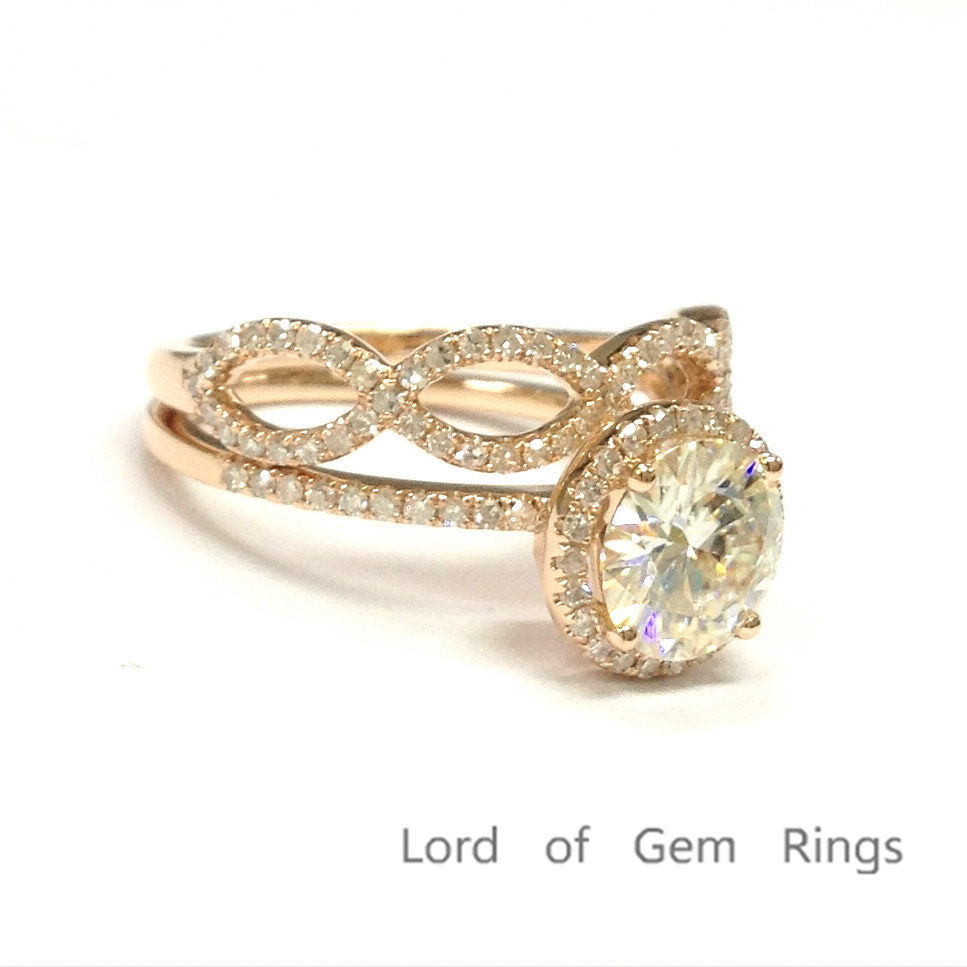 Real Diamond Wedding Ring Sets
 Wedding Ring Set 7mm Round Moissanite Engagement Diamond