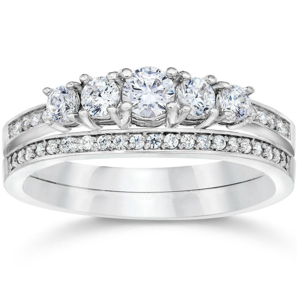Real Diamond Wedding Ring Sets
 5 8 Carat Vintage Real Diamond Engagement Wedding Ring Set