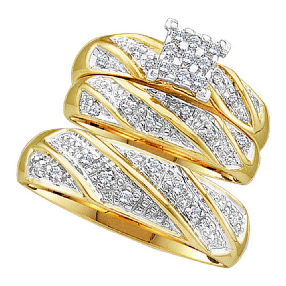 Real Diamond Wedding Ring Sets
 Solid 10K Yellow Gold Real Diamond Wedding Ring Sets His