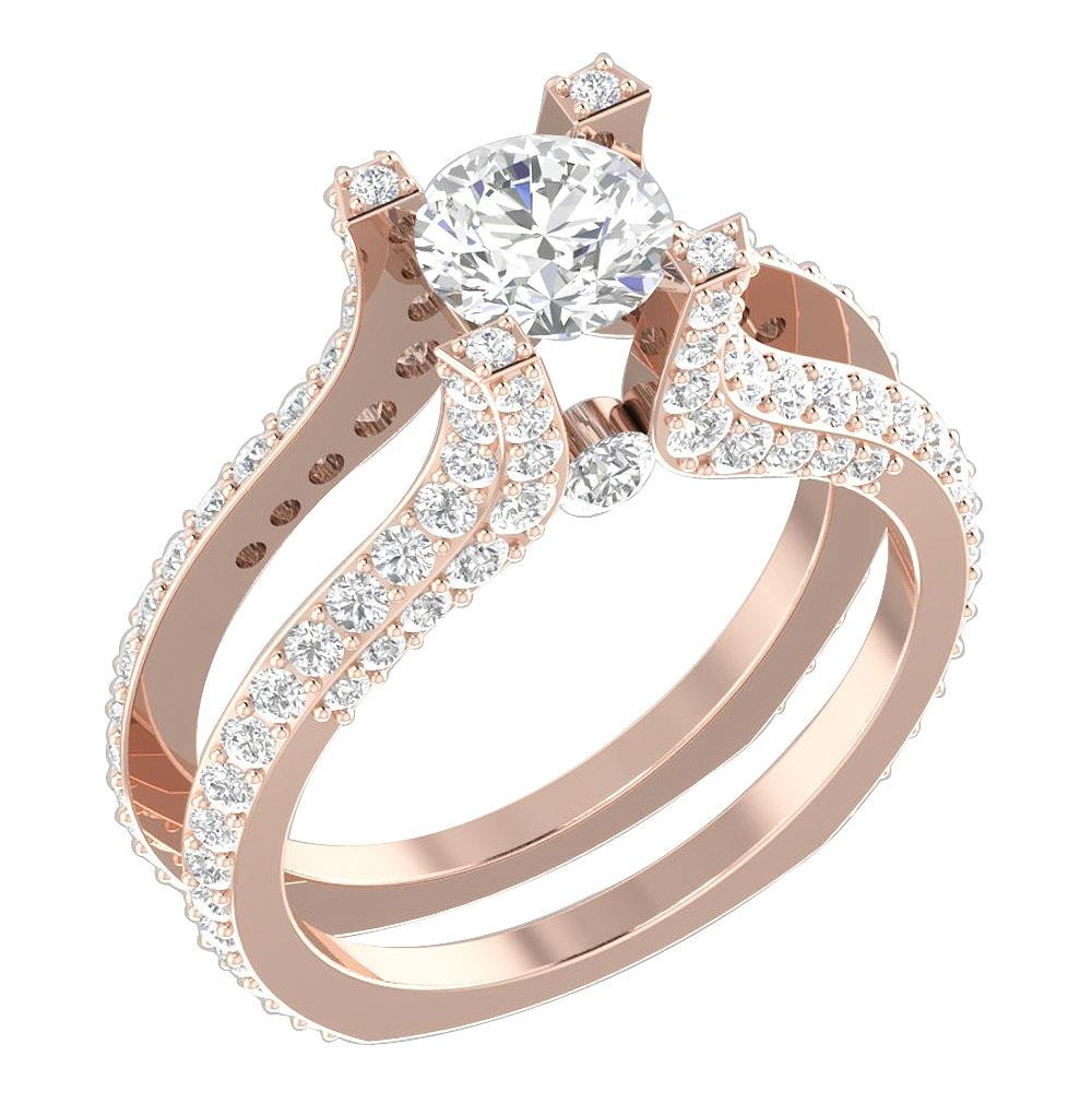 Real Diamond Wedding Ring Sets
 Bridal Ring Set I1 G 3 75 Ct Real Diamond 14K White Yellow