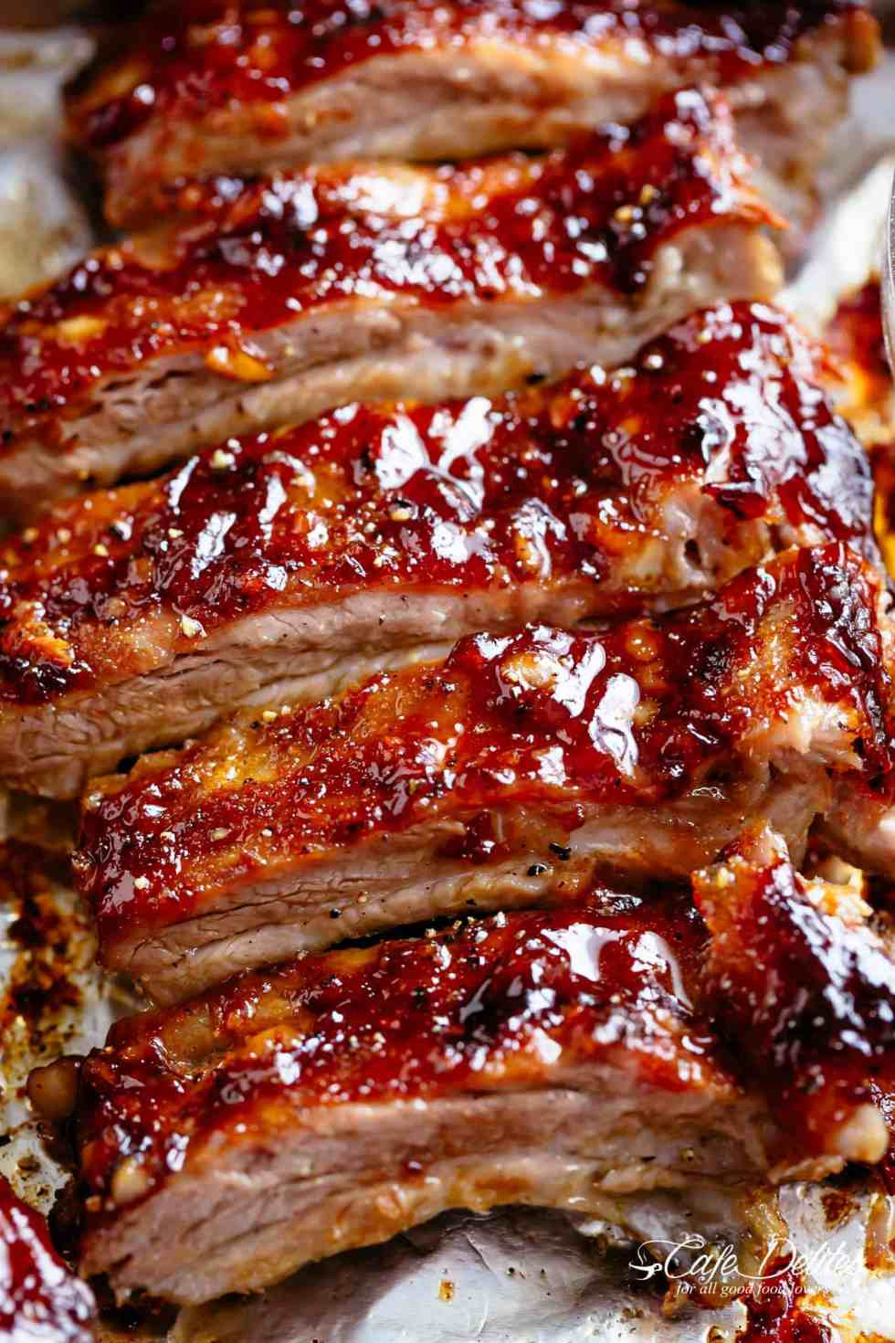 Recipes Baby Back Ribs Oven
 Sticky Oven Barbecue Ribs Cafe Delites