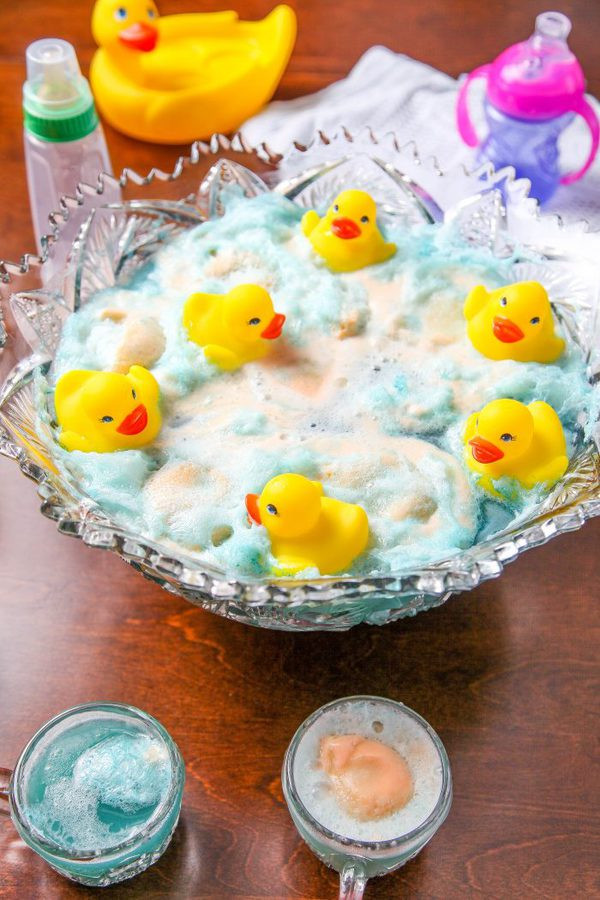 Recipes For Baby Shower Punch
 Super Frothy Blue Baby Shower Punch With Ducks