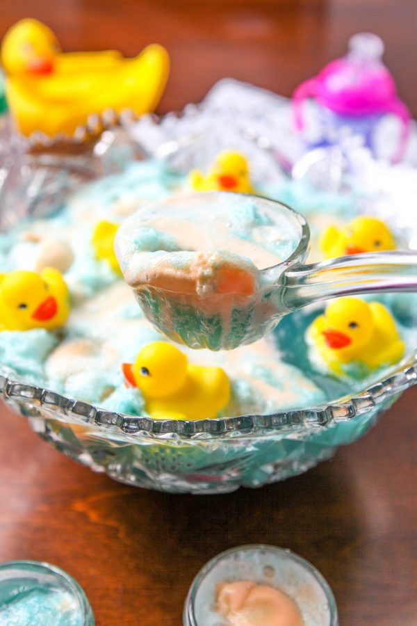 Recipes For Baby Shower Punch
 Super Frothy Blue Baby Shower Punch With Ducks