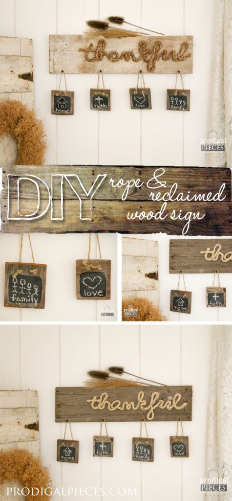 Reclaimed Wood Signs DIY
 DIY Rope and Reclaimed Wood Sign