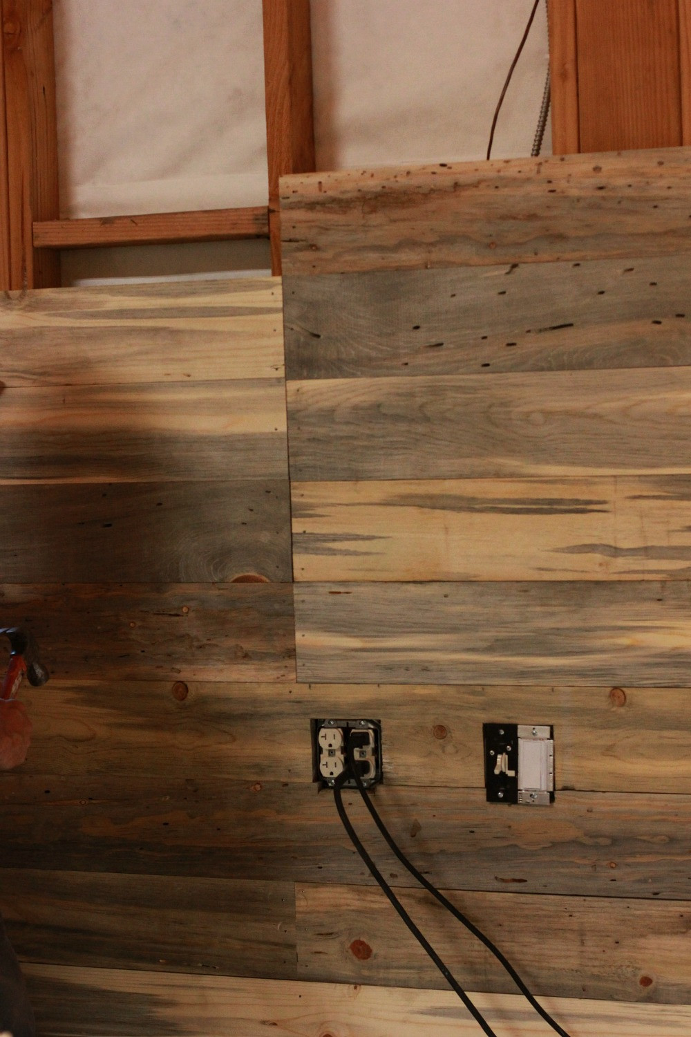 Reclaimed Wood Walls DIY
 DIY Pipe Shelf & Reclaimed Wood Plank Walls