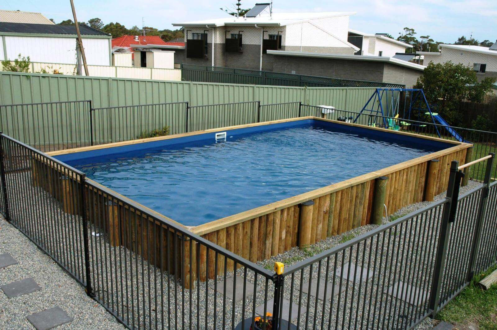 rectangle above ground pool with deep end