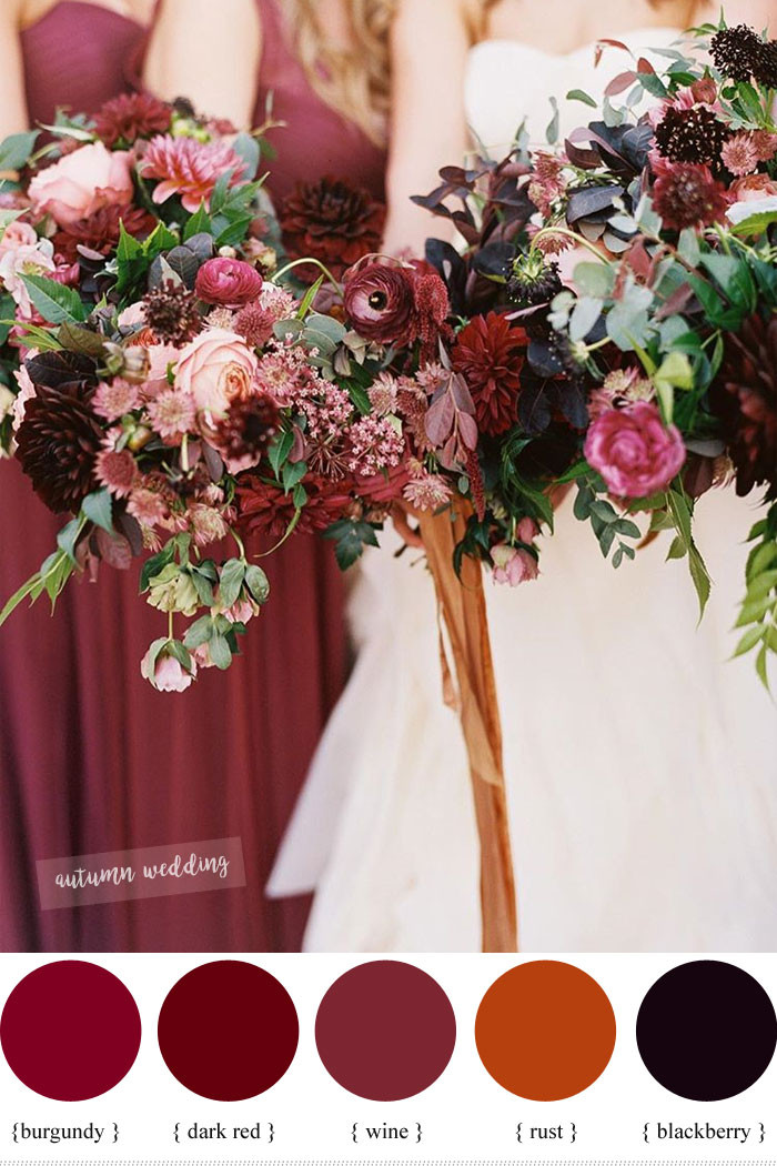 Red And Champagne Wedding Colors
 Burgundy Dark Red Rust and Wine fall wedding color schemes