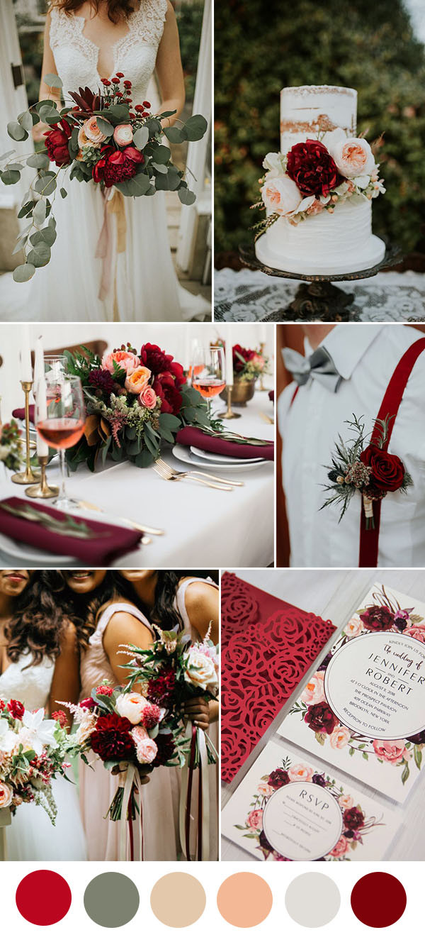 Red And Champagne Wedding Colors
 8 Beautiful Wedding Color Ideas In Shades of Red Wine and