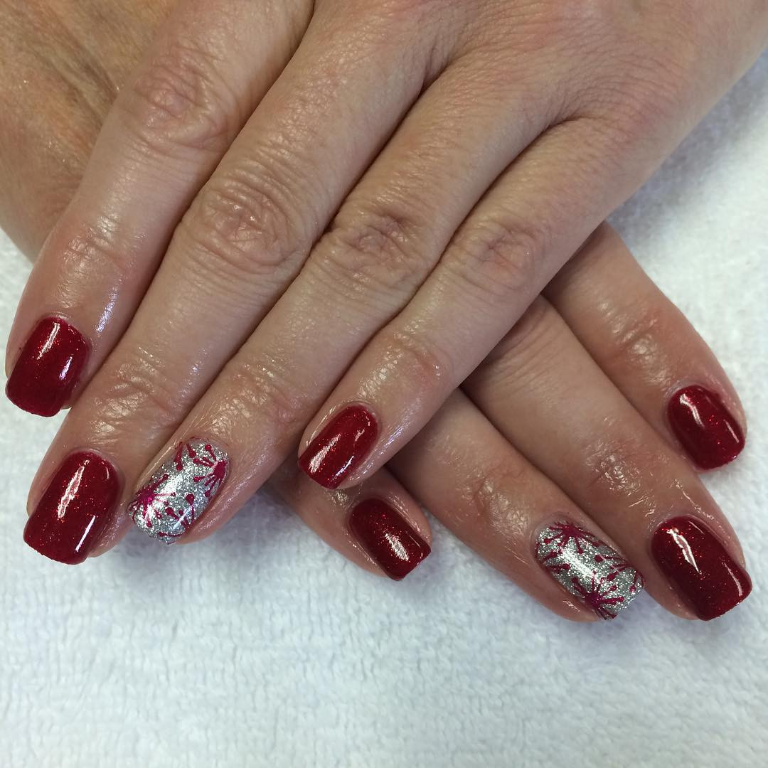 Red And Silver Glitter Nails
 26 Red and Silver Glitter Nail Art Designs Ideas