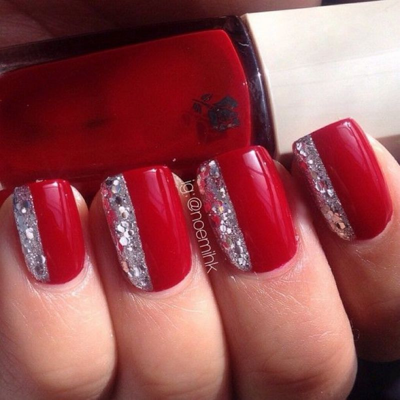 Red And Silver Glitter Nails
 40 Latest Red And Silver Nail Art Design Ideas