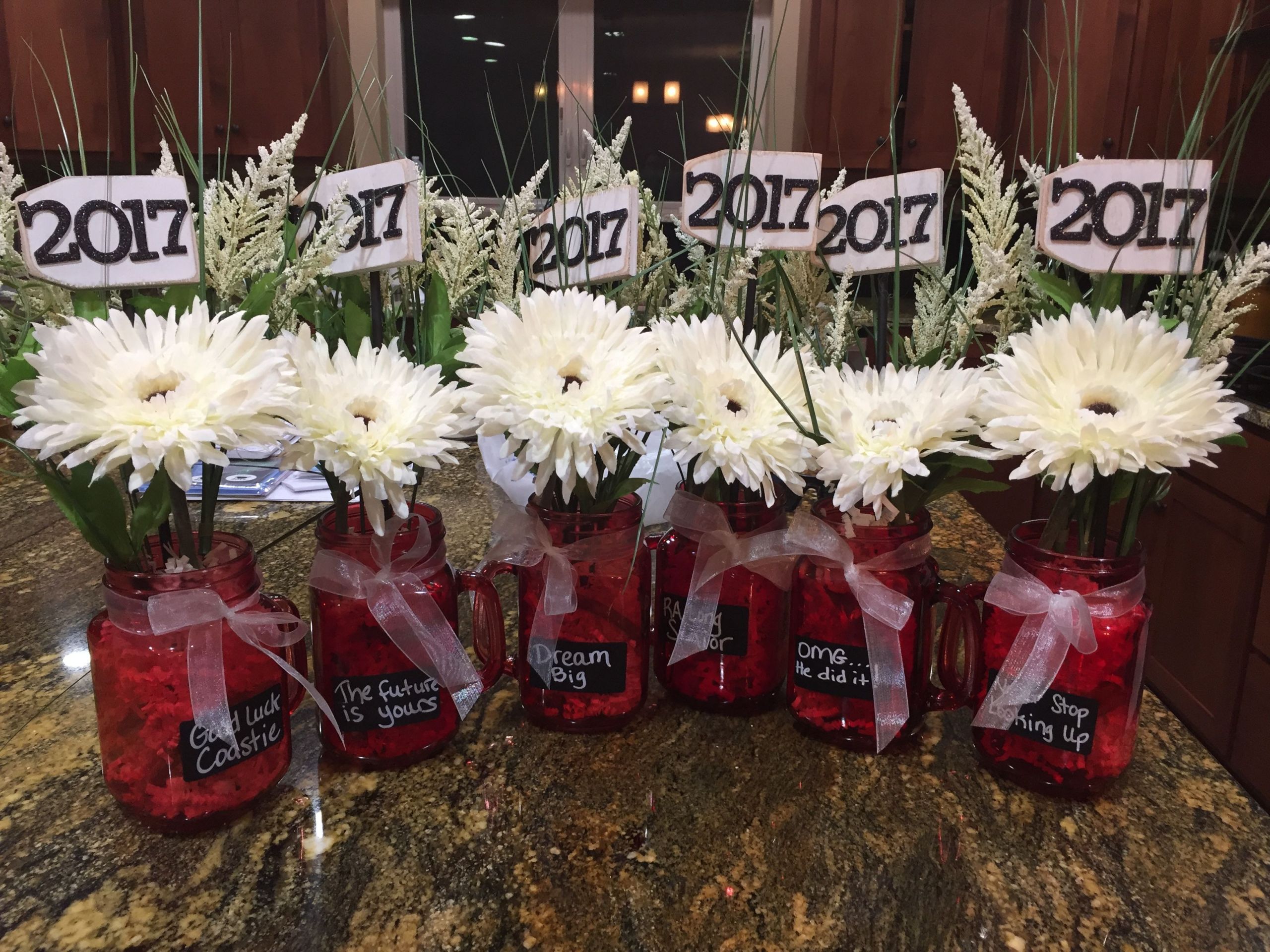 Red And White Graduation Party Ideas
 Graduation centerpiece Red black and white