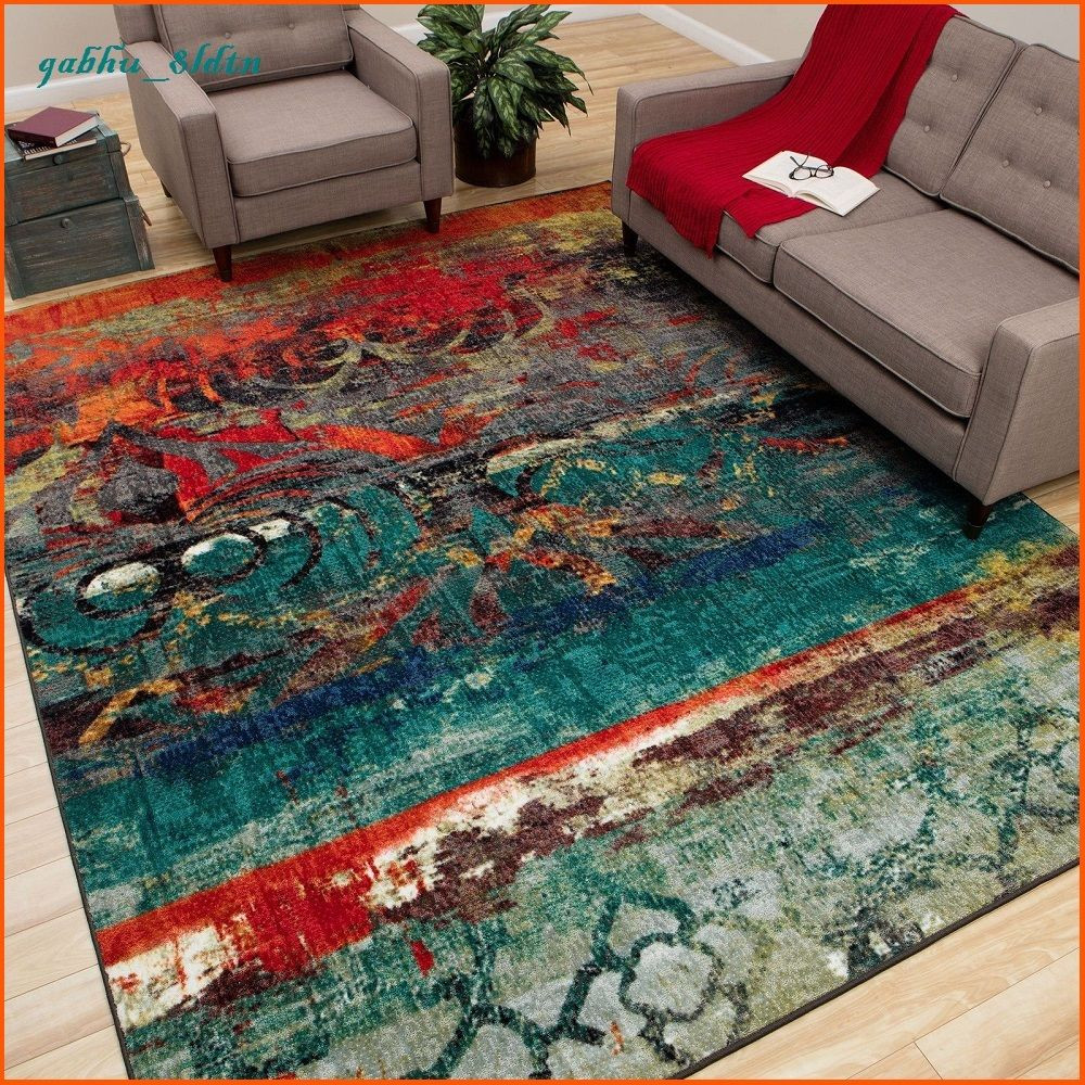 Red Rugs For Living Room
 Unique Area Rug Multi Color Faded Design Bright Bold Teal