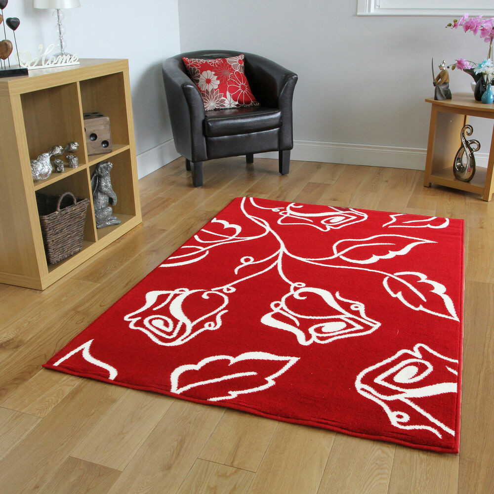 Red Rugs For Living Room
 Small Red Cream Flower Modern Rugs Quality New Soft