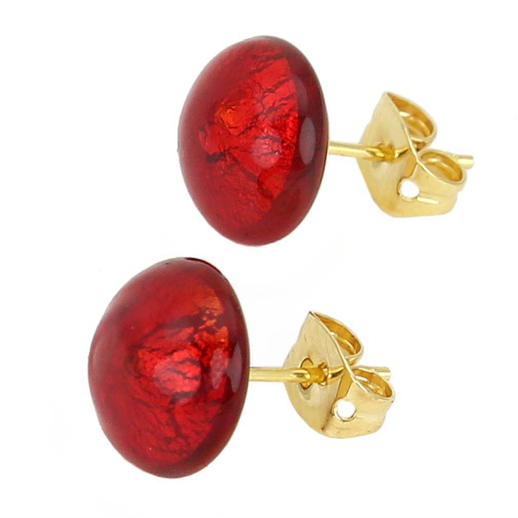 Red Stud Earrings
 Murano Earrings