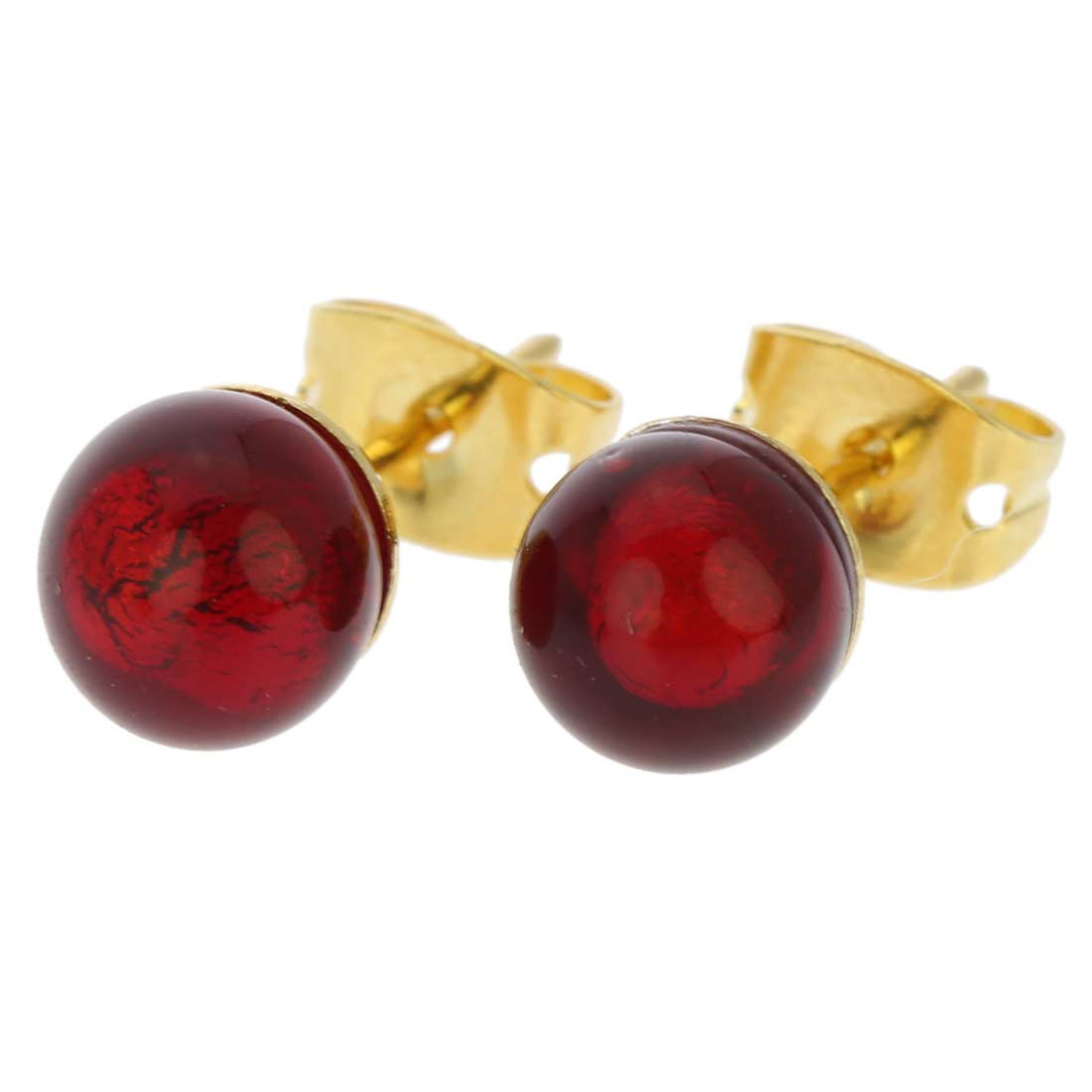 Red Stud Earrings
 Glass Venice Murano Glass Tiny Stud Earrings Ruby Red