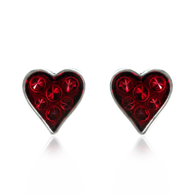 Red Stud Earrings
 Neweat Halloween Red heart studs colored glaze earrings