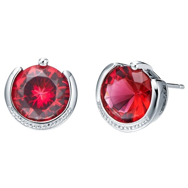 Red Stud Earrings
 2018 Round Simulated Gemstone Jewelry Double Earrings