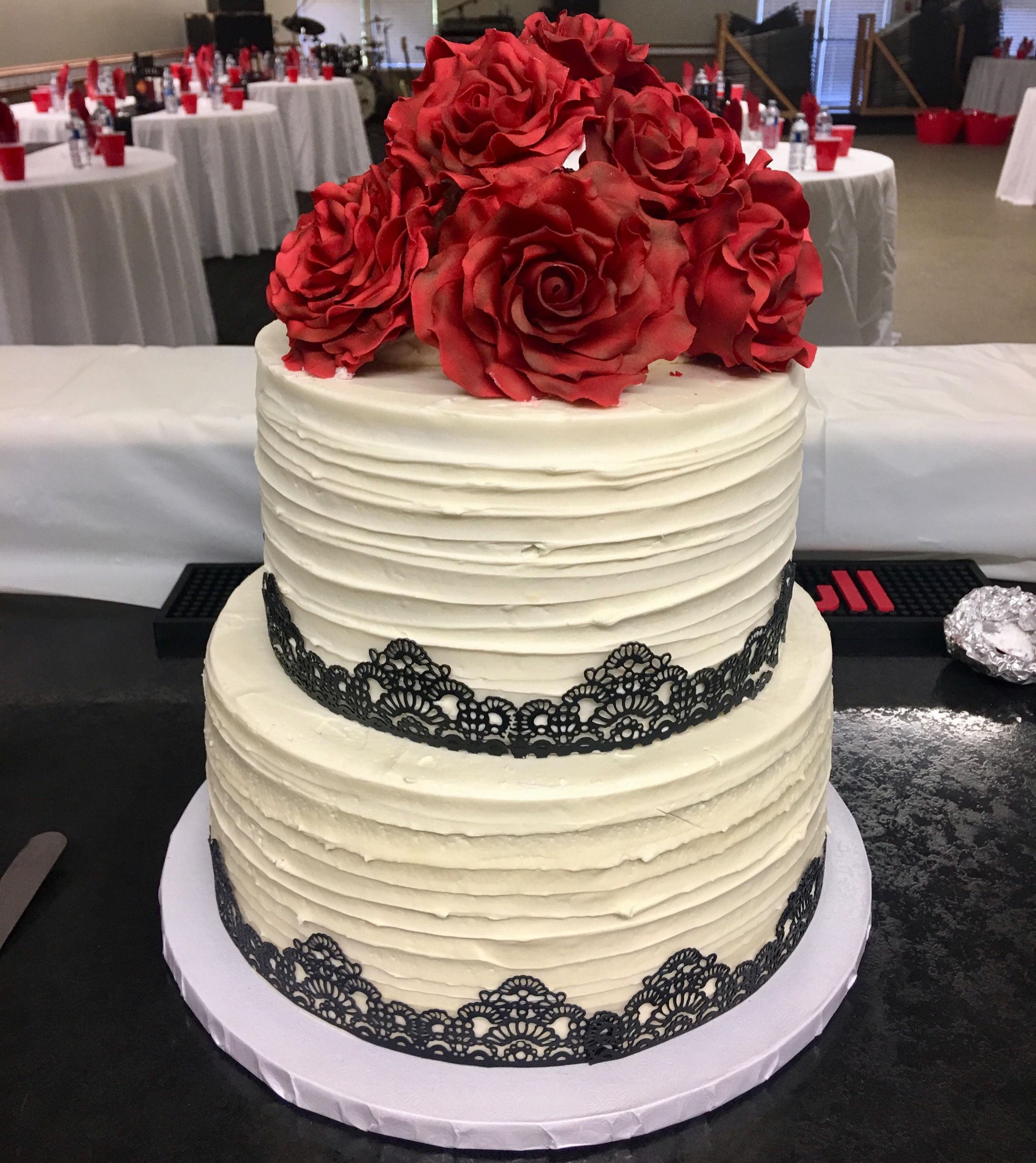 Red Velvet Wedding Cake Recipe
 Red velvet wedding cake I made pleted with edible lace