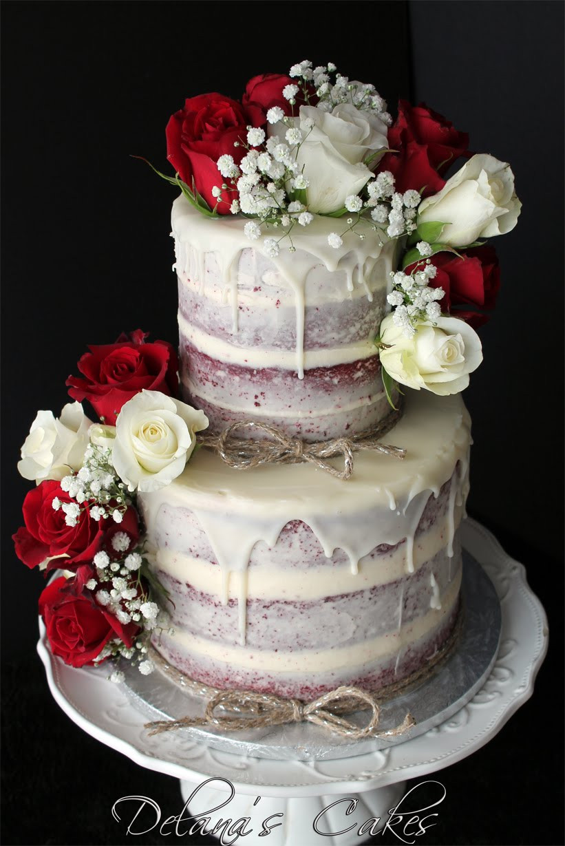 Red Velvet Wedding Cake Recipe
 Delana s Cakes Semi Naked Red Velvet Wedding Cake